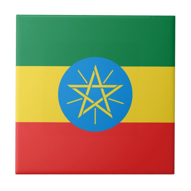 Azulejo Cerâmico da Bandeira da Etiópia (Frente)