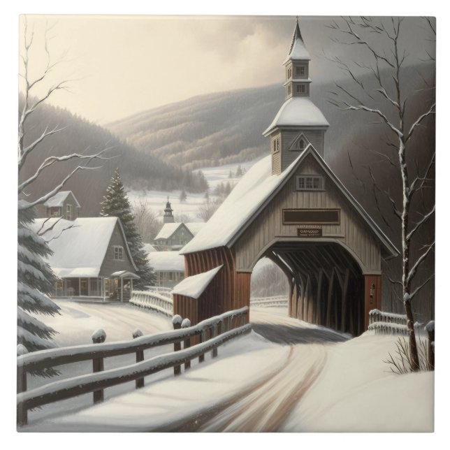 Azulejo Cerâmico da Cena de Inverno (Frente)