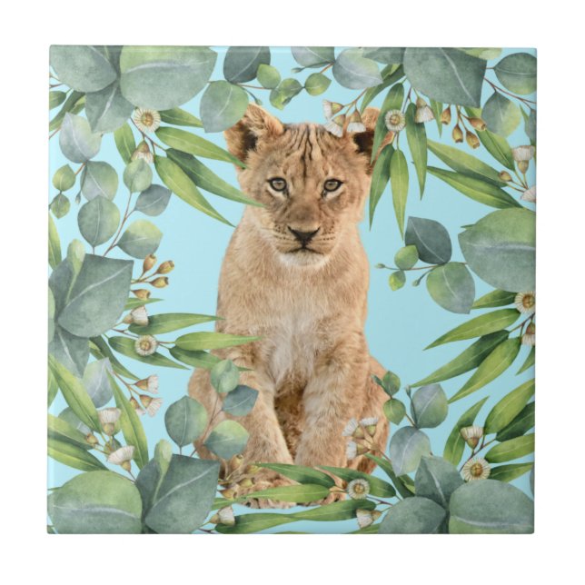 Azulejo cerâmico da floresta de leões (Frente)