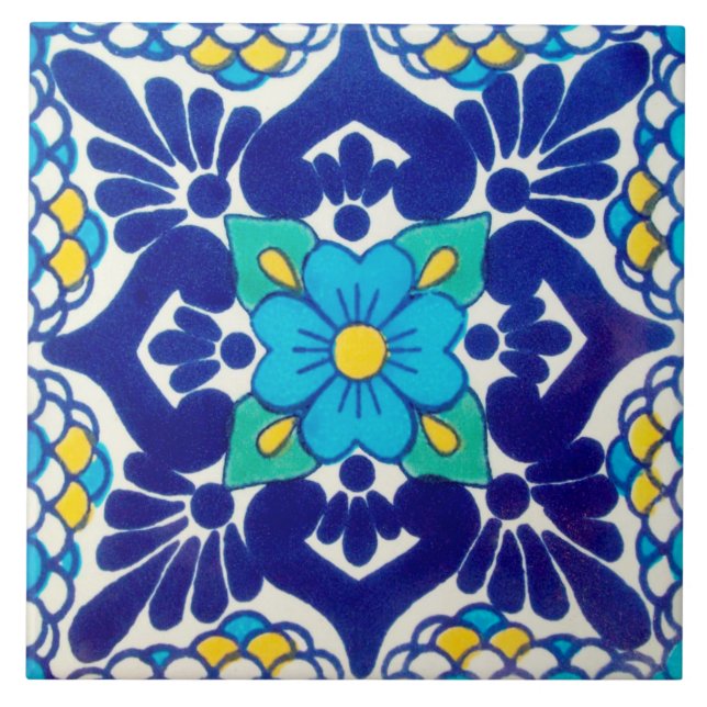 Azulejo cerâmico da foto da flor azul espanhola (Frente)