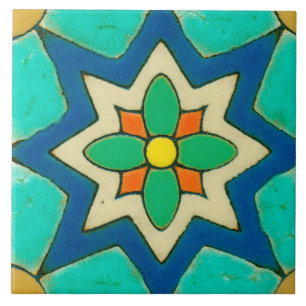 Azulejo cerâmico da foto da flor espanhola