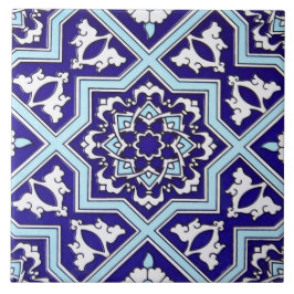 Azulejo cerâmico da foto do design azul turco