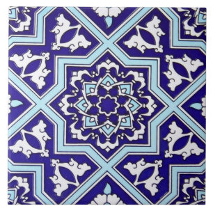 Azulejo cerâmico da foto do design azul turco