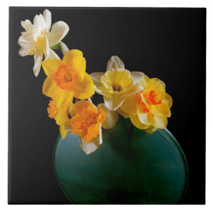 Azulejo cerâmico da foto dos Daffodils grande (6"