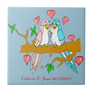 Azulejo cerâmico da foto dos Lovebirds