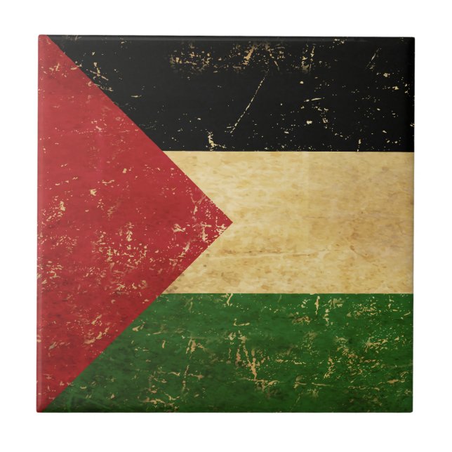 Azulejo cerâmico da Sinalizador Palestiniano Vinta (Frente)