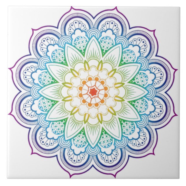 Azulejo cerâmico Datura Flower Modern Mandala (Frente)