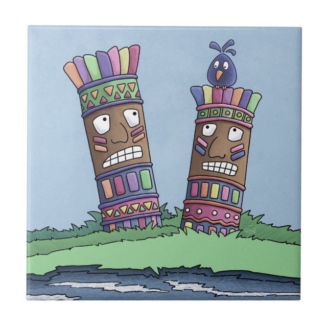 Azulejo cerâmico de ameixa de Tiki (Frente)