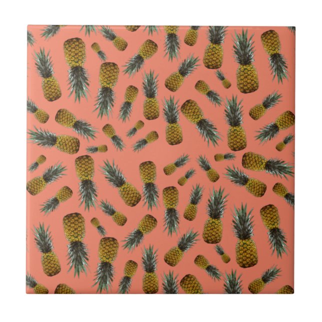 Azulejo cerâmico de ananás tropicais (Frente)