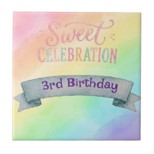 Azulejo Cerâmico de Aniversário Candyland Arco-íri