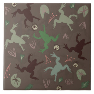 Azulejo cerâmico de Arte Botânica com Sapo bonit