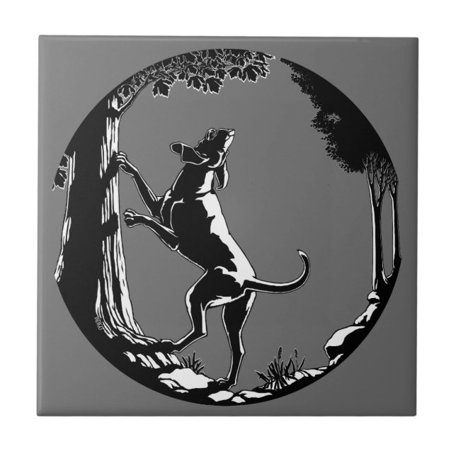 Azulejo Cerâmico de Arte de Cão de Caça Decoração  (Frente)