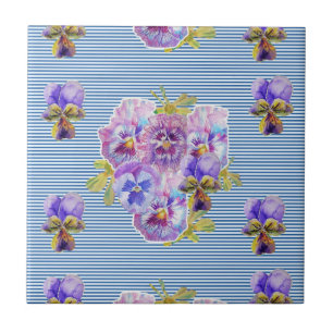 Azulejo Cerâmico de arte floral de Pansy Roxa em e