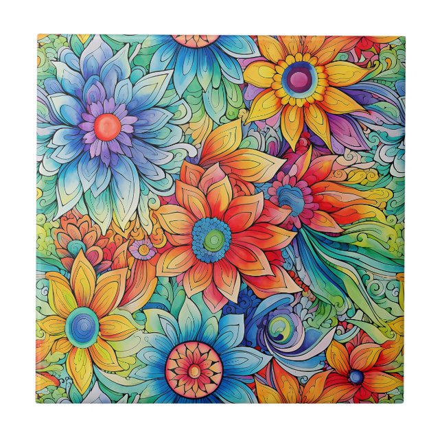Azulejo Cerâmico de Arte Hippie (Frente)