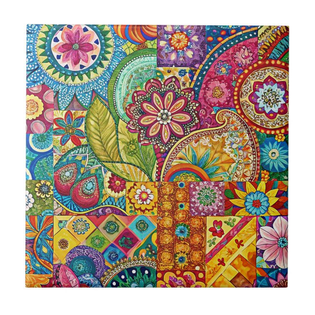 Azulejo Cerâmico de Arte Hippie (Frente)