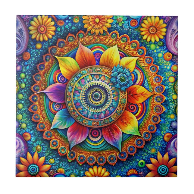 Azulejo Cerâmico de Arte Hippie (Frente)