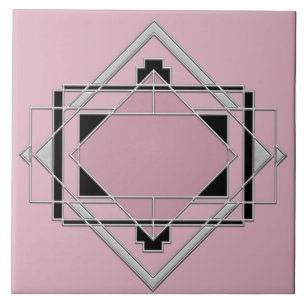 Azulejo Cerâmico de Arte Rosa Deco.