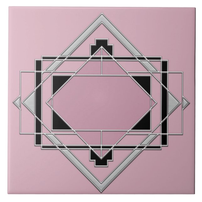 Azulejo Cerâmico de Arte Rosa Deco. (Frente)