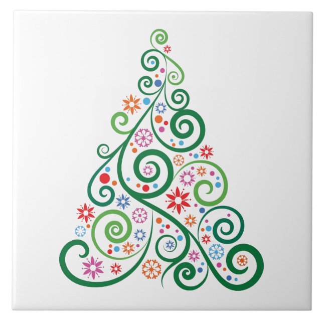 Azulejo Cerâmico de Árvore de Natal (Frente)