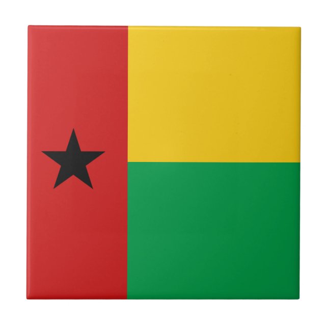 Azulejo cerâmico de bandeira da Guiné-Bissau (Frente)