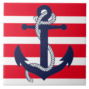 Azulejo cerâmico de banheiro - Âncora azul verme