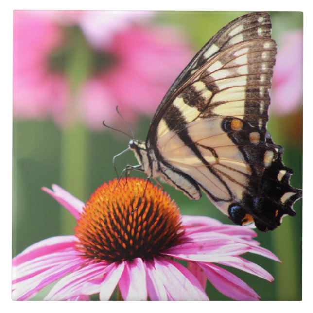 Azulejo cerâmico de borboletas amarelas (Frente)