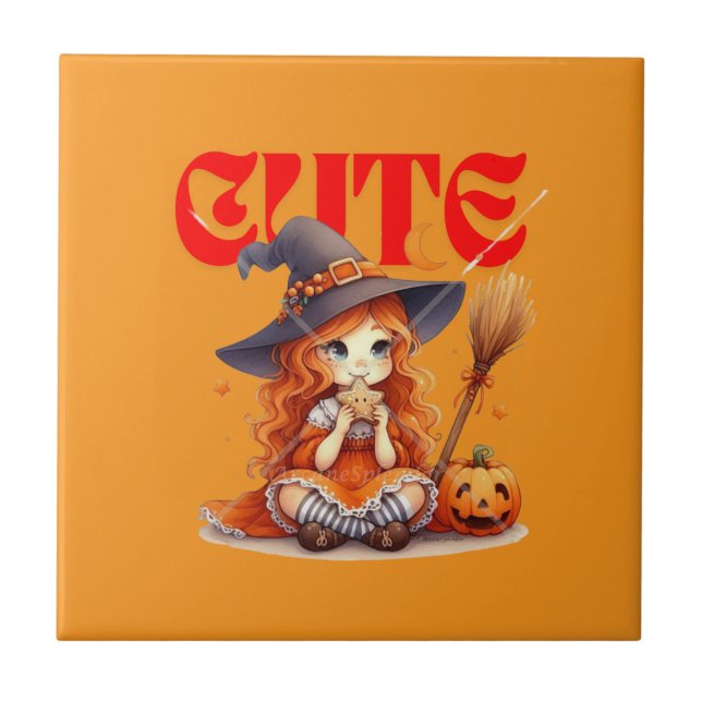 Azulejo Cerâmico de Bruxas Halloween (Frente)