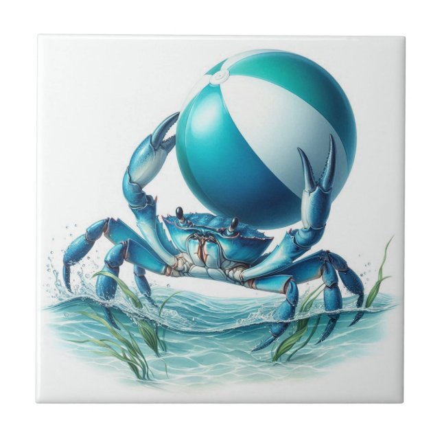 Azulejo cerâmico de caranguejo azul (Frente)