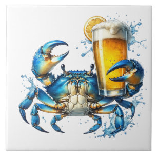 Azulejo cerâmico de caranguejo azul