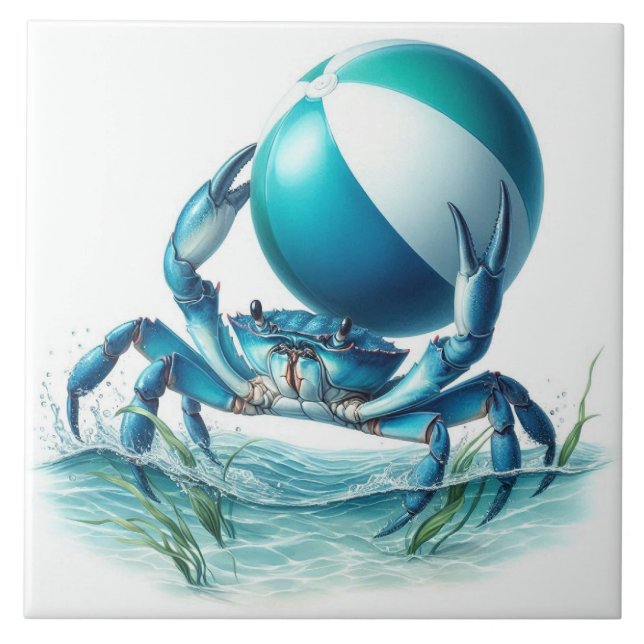 Azulejo cerâmico de caranguejo azul (Frente)