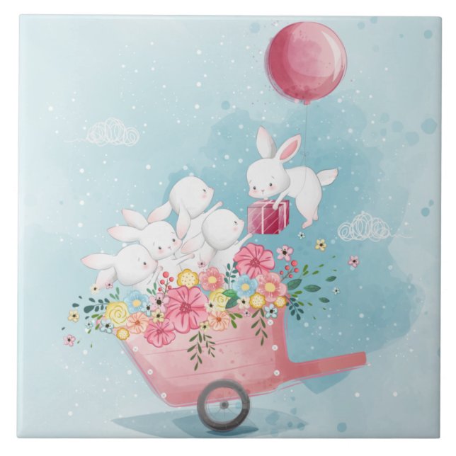 Azulejo cerâmico de cotonéis de aquarela (Frente)