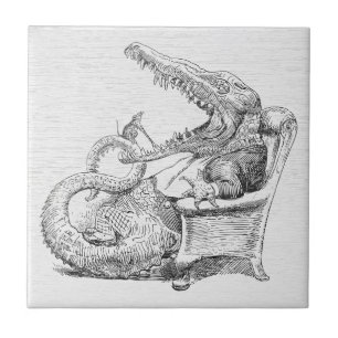 Azulejo Cerâmico de Crocodilo Vintage em Poltrona