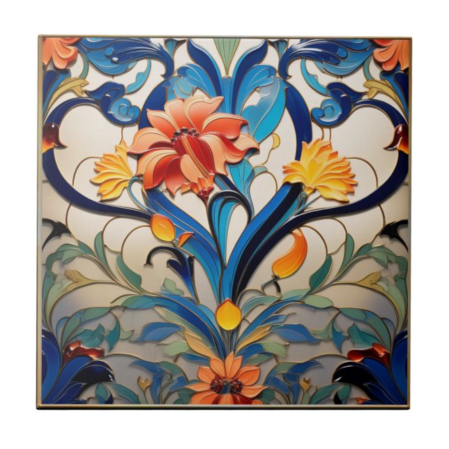 Azulejo cerâmico de Deco de Flores bonito (Frente)