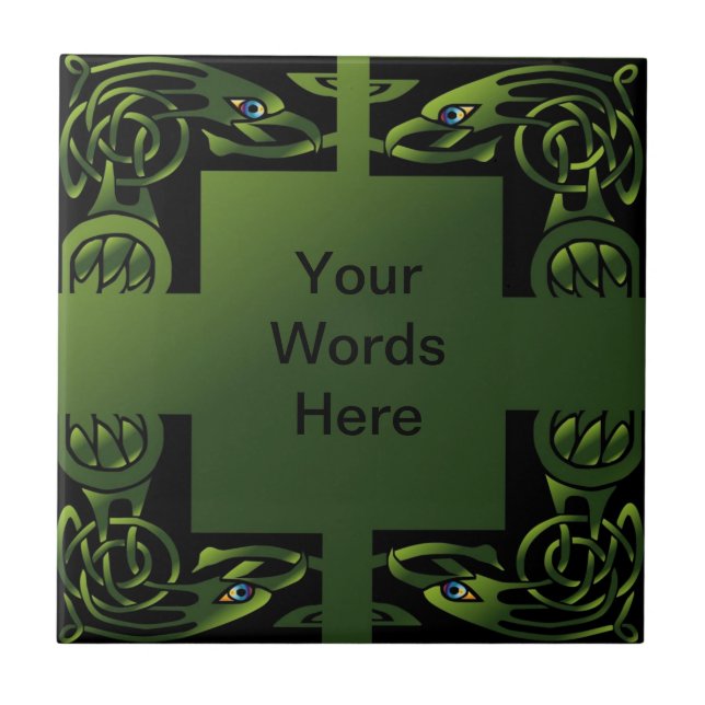 Azulejo cerâmico de Design de aves celtas (Frente)