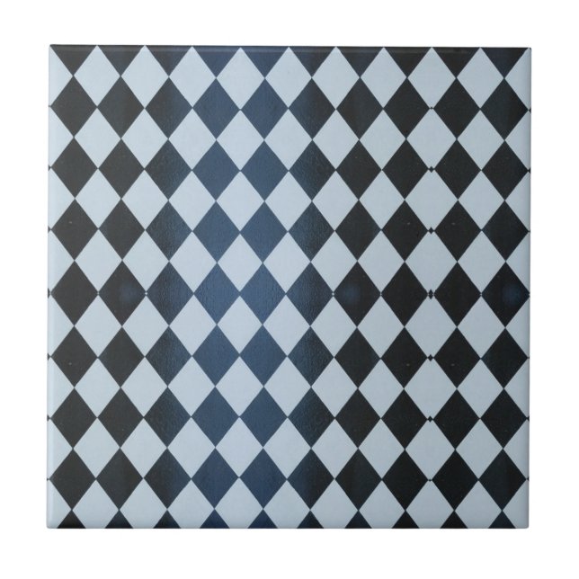 Azulejo cerâmico de diamante preto e branco (Frente)