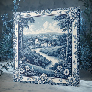 Azulejo Cerâmico de Fazenda Rústica Azul Toile Fra