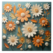 Azulejo cerâmico de flores brancas