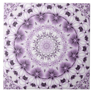 Azulejo Cerâmico de Flores Roxas Elegantes