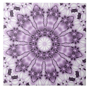 Azulejo Cerâmico de Flores Roxas Elegantes