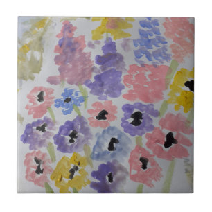 Azulejo cerâmico de flores selvagens