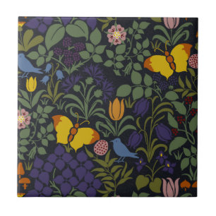 Azulejo cerâmico de flores selvagens da Voysey