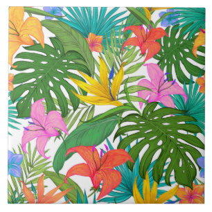 azulejo cerâmico de flores tropicais
