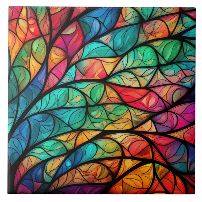 Azulejo cerâmico de folhagem de vidro manchada vib (Frente)