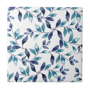 Azulejo cerâmico de folhas azuis