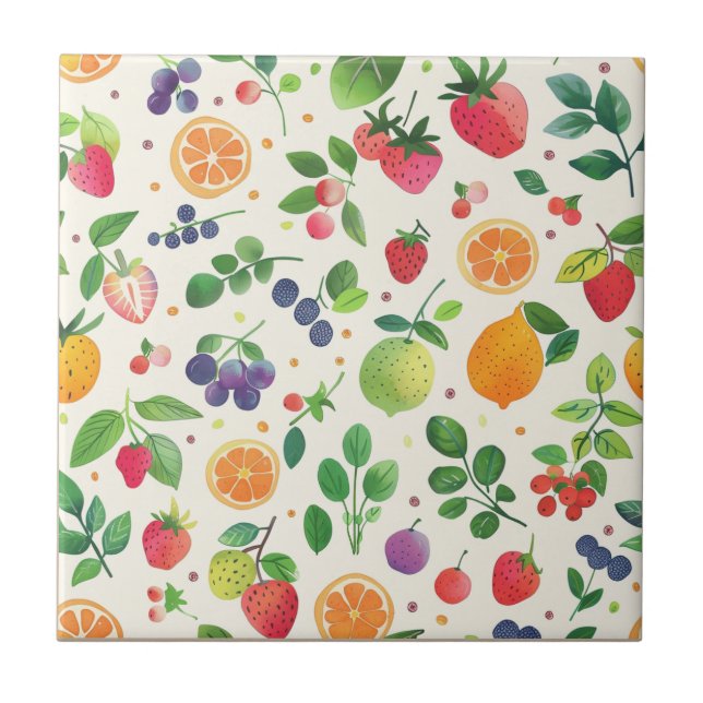 Azulejo cerâmico de Fruta mista (Frente)