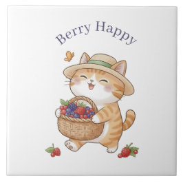 Azulejo Cerâmico de Gatinho Kawaii Jardineiro de F