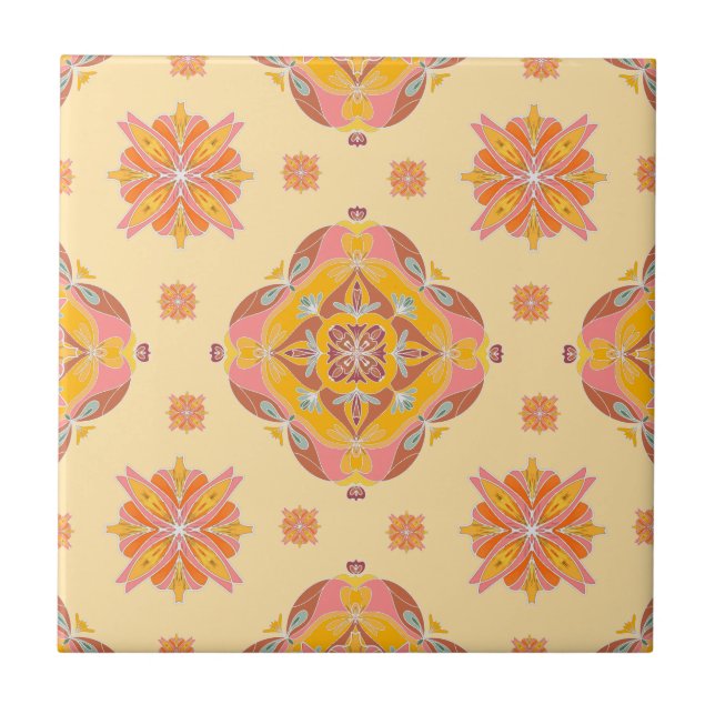 Azulejo Cerâmico de Grade Floral (Frente)