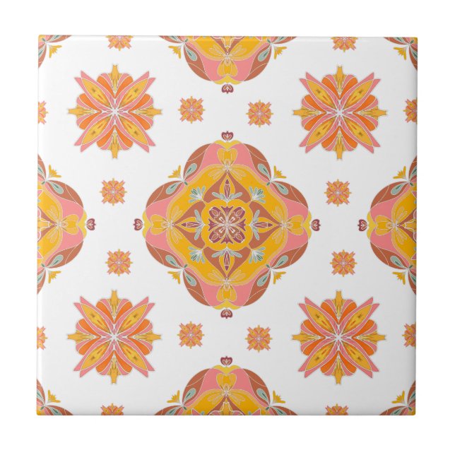 Azulejo Cerâmico de Grade Floral (Frente)