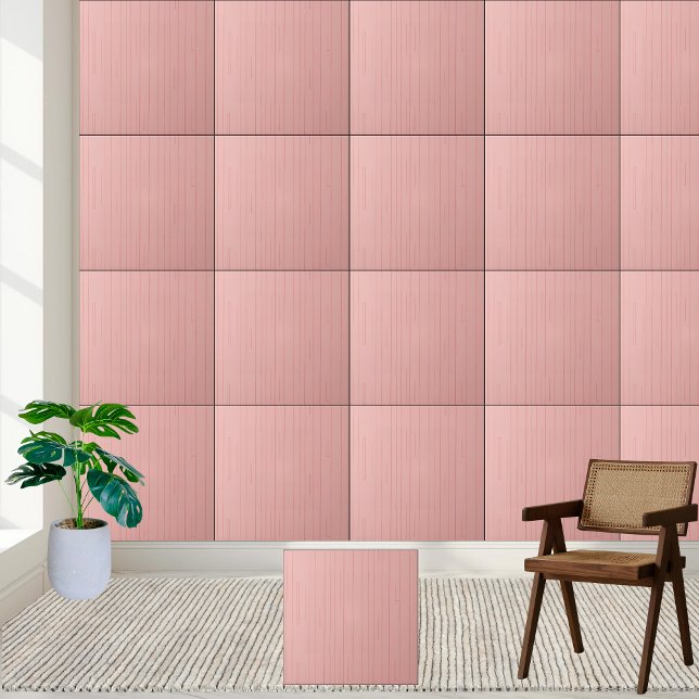 Azulejo Cerâmico de Grãos de Madeira Rosa (Pink Wood Grain Ceramic Tile)