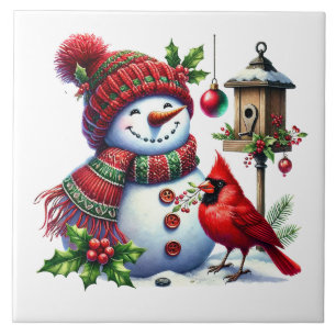 Azulejo Cerâmico de Homem de Neve de Feriado
